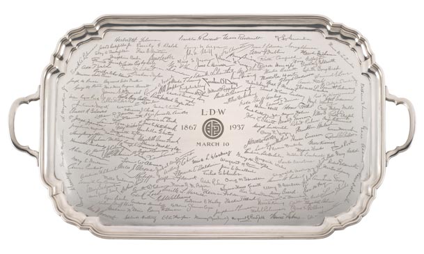 Silver Platter Presented To Lillian Wald, With Engraved Signatures From New York Activists, Philanthropists, And Public Figures