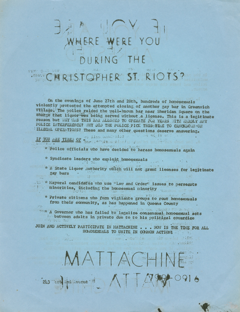 Mattachine Society Of New York Flyer