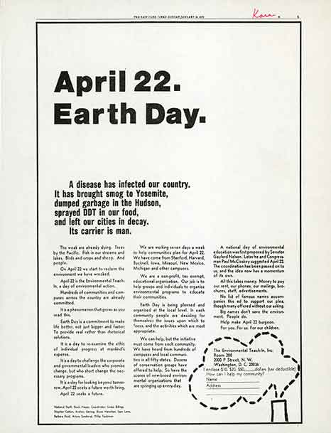 Advertisement, “April 22. Earth Day.”