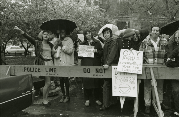 Gay Rights Activists Sylvia Rivera, Marsha P. Johnson, Barbara Deming, And Kady Vandeurs At City Hall Rally For Gay Rights