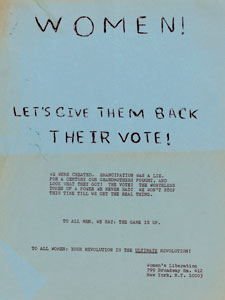 Flyer, “Women! Let’s Give Them Back Their Vote!”