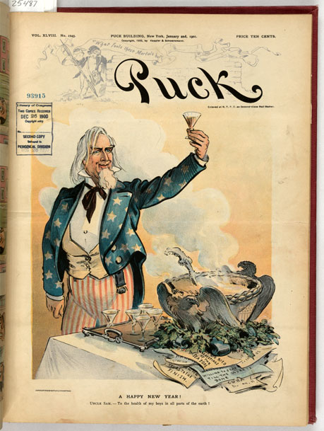 Puck Magazine, Uncle Sam Toasting Us Soldiers In Puerto Rico And Elsewhere