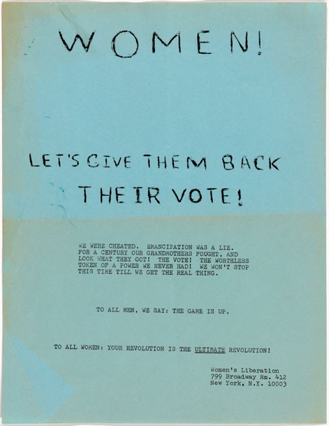 Flyer, “Women! Let’s Give Them Back Their Vote!”